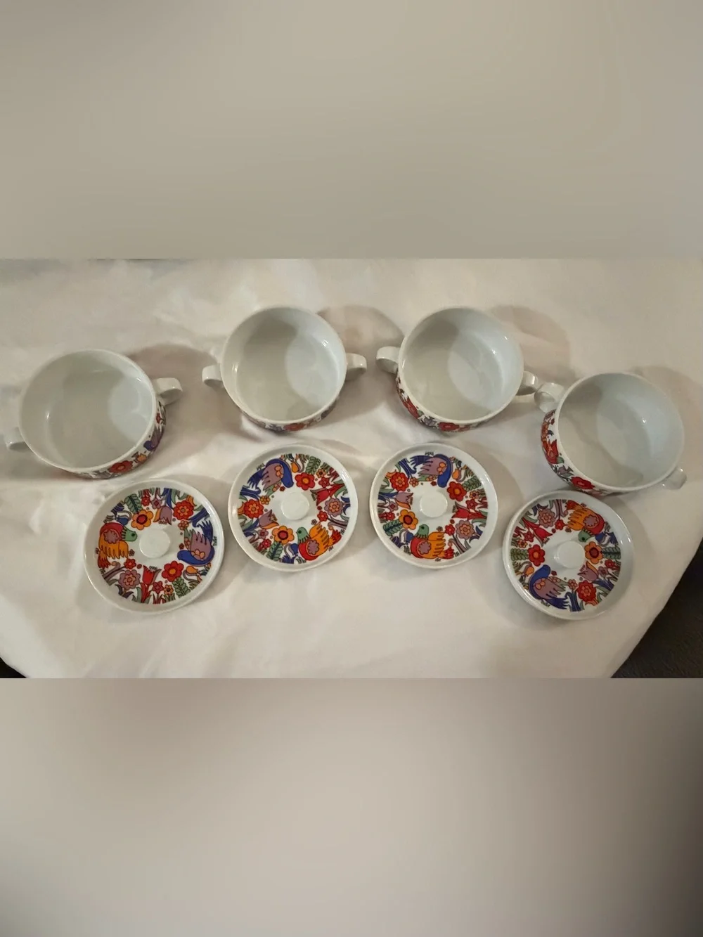 Vintage Royal Crown Paradise Japan Ovenware Set Birds Flowers MCM 9 Pc Lot